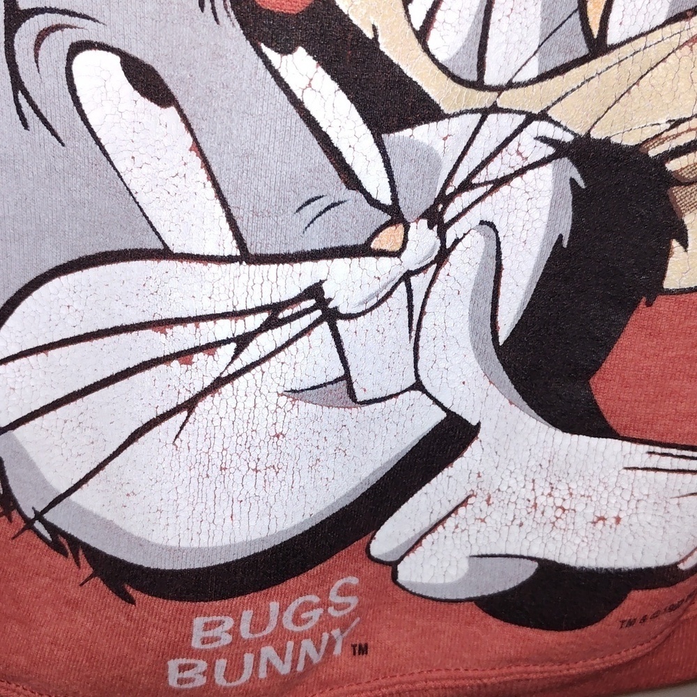 Vintage Looney Tunes Taz and Bugs Bunny Red Sweatshirt Large 1993 sweatshirt - Picture 3 of 9